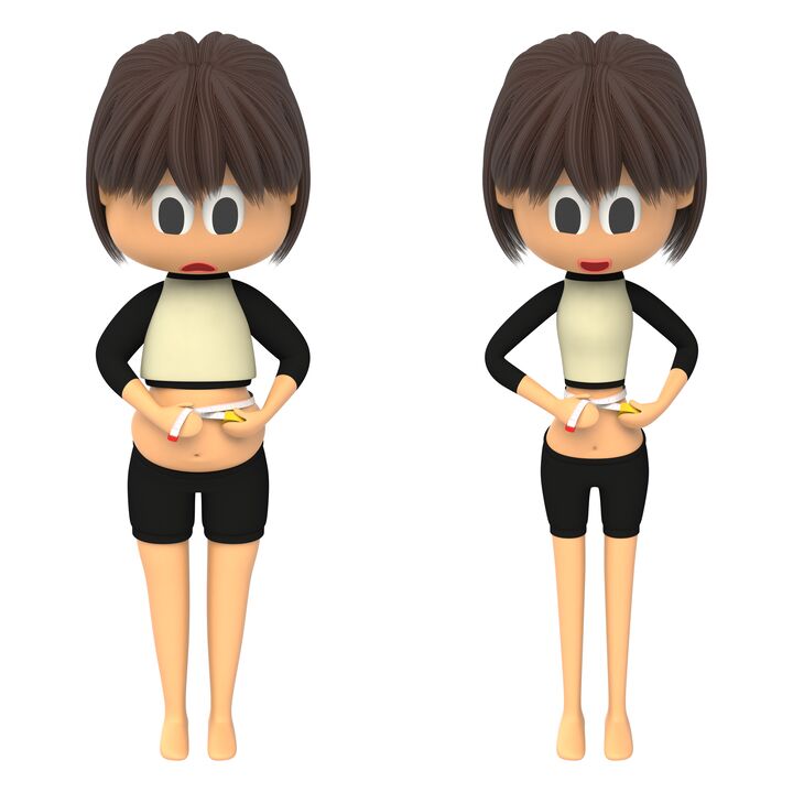 Medição da cintura antes e depois da perda de peso efetiva