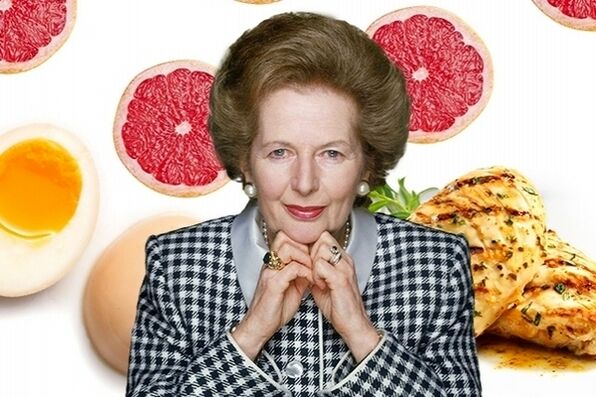 Margaret Thatcher e seus alimentos dietéticos